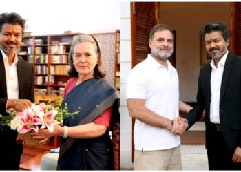 तामिळनाडूचे मुख्यमंत्री विजय यांनी दिल्ली येथे राहुल गांधी आणि काँग्रेस पूर्व अध्यक्षा सोनिया गांधी यांची घेतली भेट