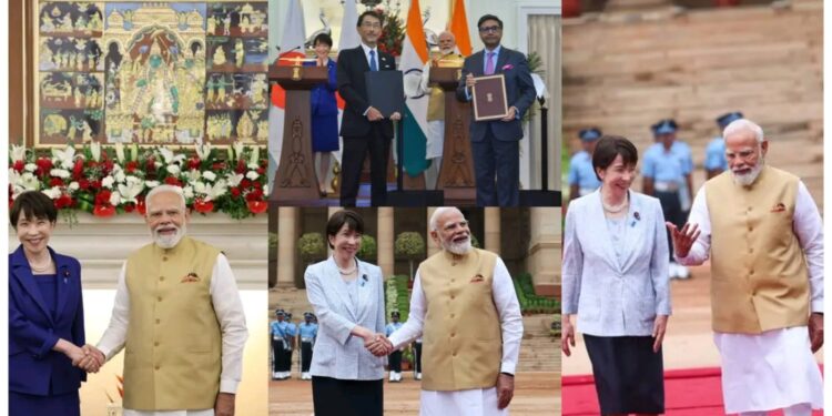 जपानचा पहिल्या पंतप्रधान सानाए ताकाइची त्यांचा पहिल्या तीन दिवसीय भारत दौऱ्यावर , पंतप्रधान मोदी यांचा सोबत भारत जपान शिखर परिषदेमध्ये दोन्ही नेत्यांनी सह्भाग घेतला