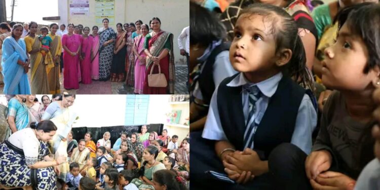 प्रधानमंत्री नरेंद्र मोदीजींच्या वाढदिवसानिमित्त देशभरात आँगन का मिलन अभियान राबवले जात आहे. ‘सेवा हाच संकल्प’ या भावनेतून बोरकन्हार येथील अंगणवाडीला भेट दिली: चित्रा वाघ